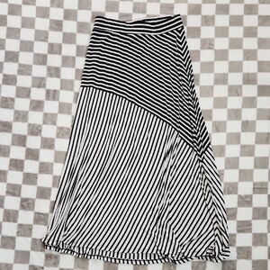 International Concepts INC Maxi Skirt Womens Medium Black White Angled Stripes